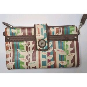 Relic Wristlet Wallet Colorful Leaves Garden Spring Summer Zippered 7x4"